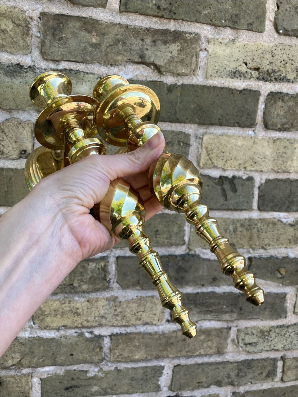 Whimsical Vintage Set of Solid Brass Candlestick Wall Sconces Cottage Decor - Picture 6 of 14